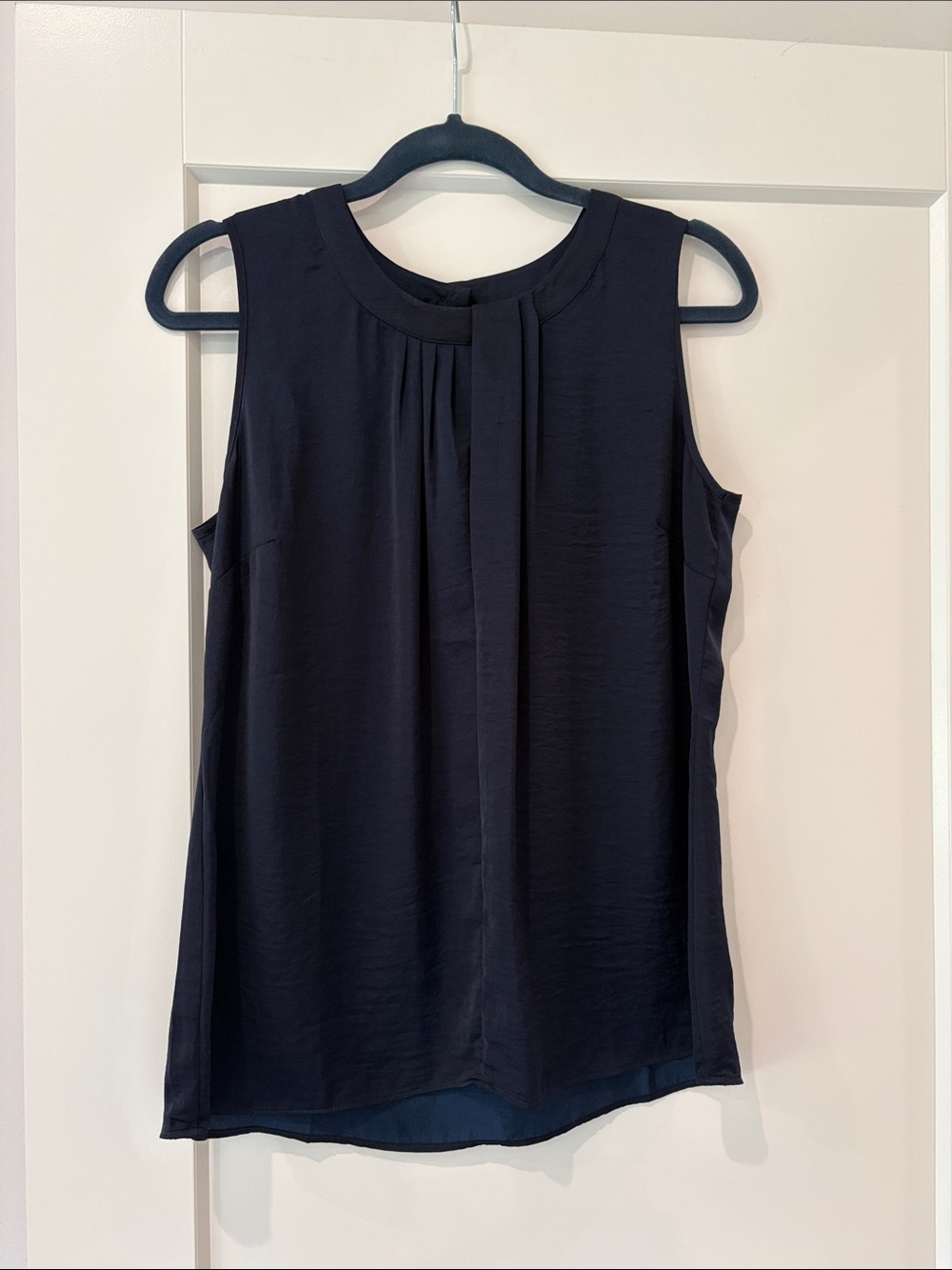 CAbi Navy Pleated Front Sleeveless Camisole